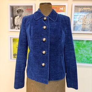 💙 Vintage 90s Blue Velvet Silver Button Jacket